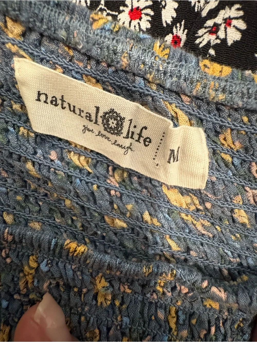 NATURAL LIFE Blue Sleeveless Smocked Tiered Midi Dress with Floral Design Size M - Picture 5 of 5